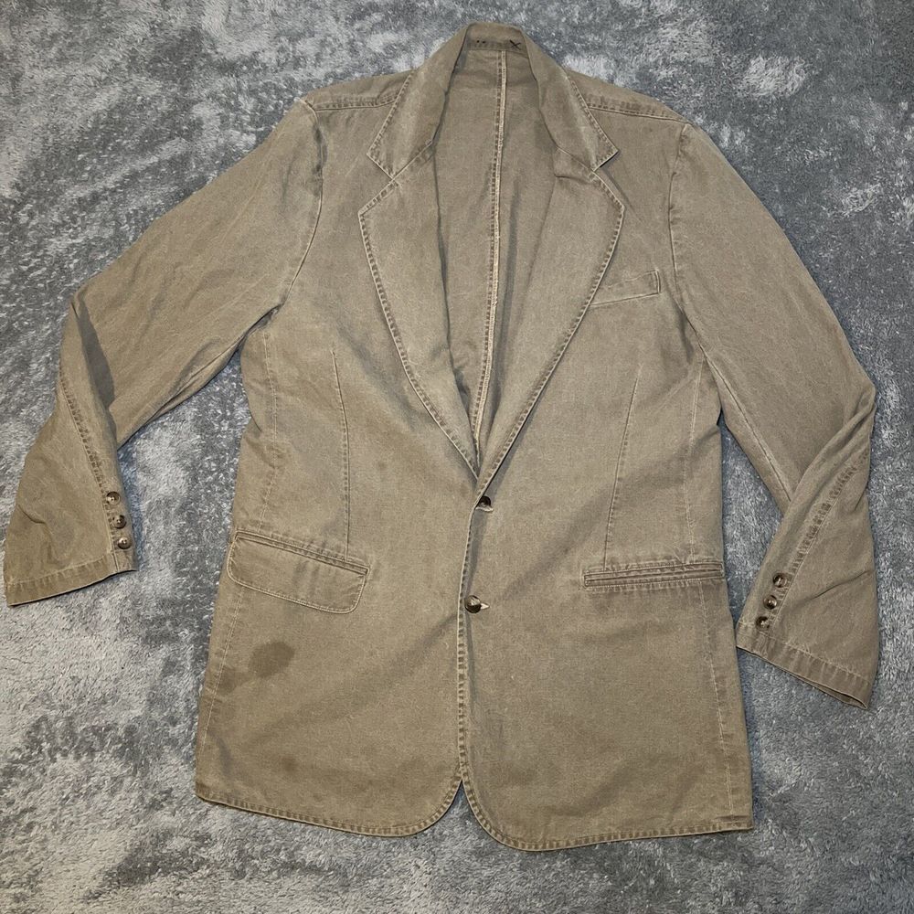 VTG LL Bean Men's Jacket SZ 44 Tall Long Sleeve Blazer 100% Cotton Washed Green